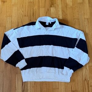 Navy and white polo crew